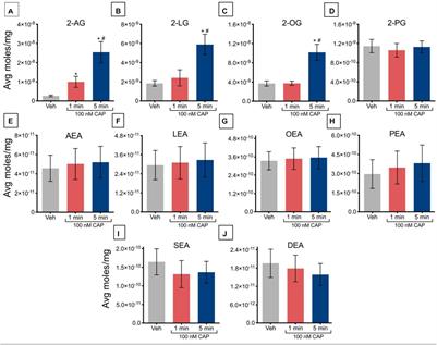 Activation of TRPV1 by Capsaicin or Heat Drives Changes in 2-Acyl Glycerols and N-Acyl Ethanolamines in a Time, Dose, and Temperature Dependent Manner